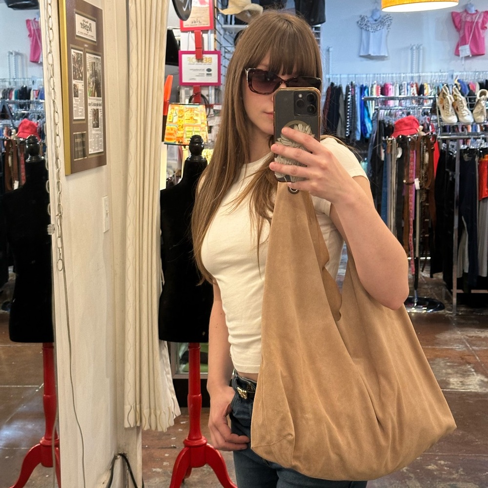 The Row Suede Hobo Shoulder Bag